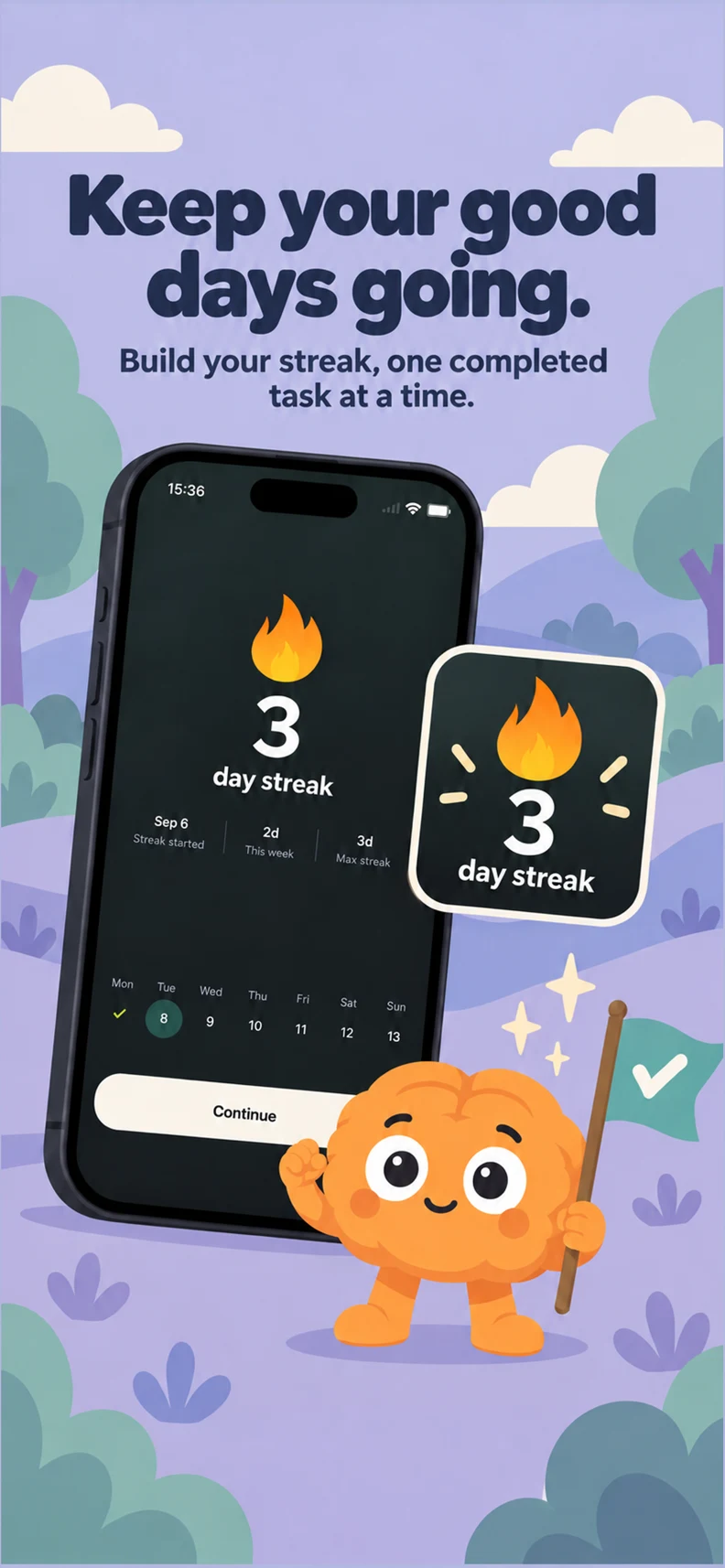 Track your habit streak in Unfry